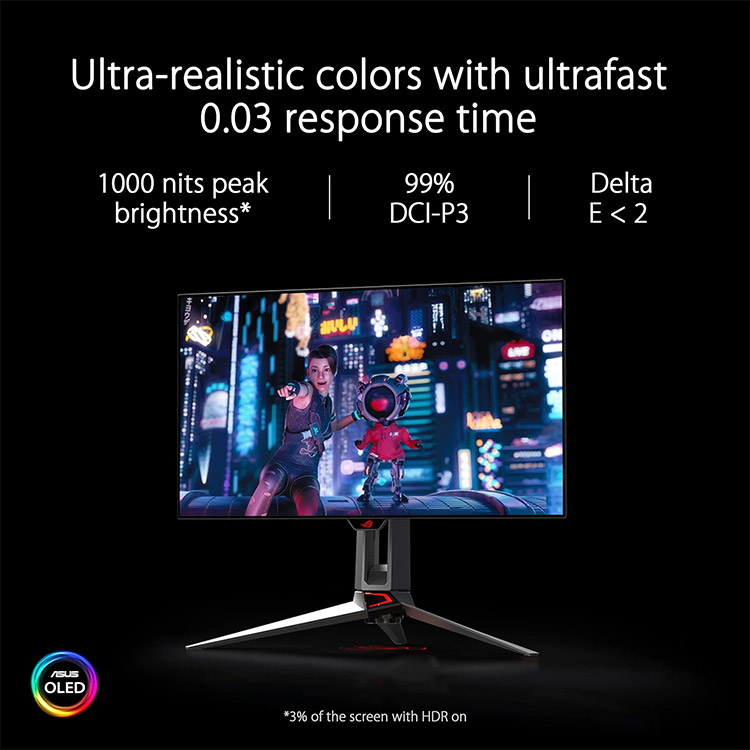 خرید مانیتور Asus ROG Swift OLED PG27AQDM - کیفیت 2K - سایز ۲۷ اینچ